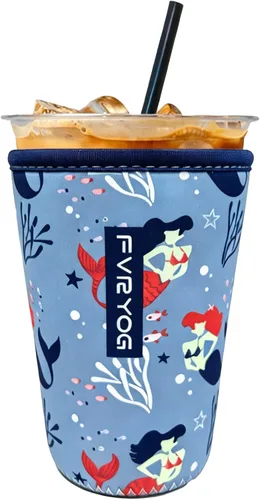 Vista 47 de Fundas de neopreno reutilizables aisladas para café helado, fundas para tazas de café helado, fundas para bebidas heladas y calientes