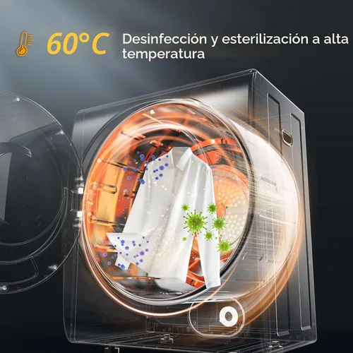 Vista 5 de ROVSUN Secadora portátil de 110V, secadora de carga frontal de alta gama con tambor de acero inoxidable y perilla de control simple
