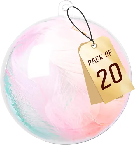 Vista 9 de 20 Pack Clear Plastic Fillable Christmas Ornaments Balls, 50mm