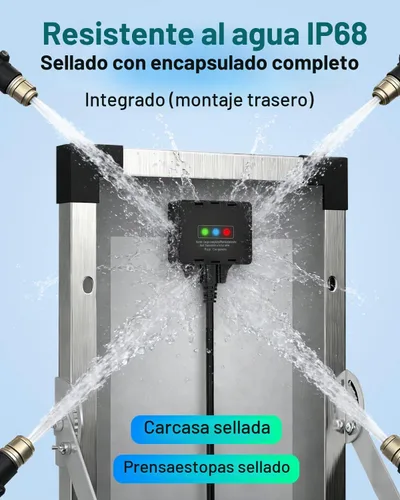 Vista 6 de Mantenedor de batería solar de 7.5 W y cargador de goteo, panel impermeable de 12 V con controlador inteligente IP68, protección contra sobrecarga