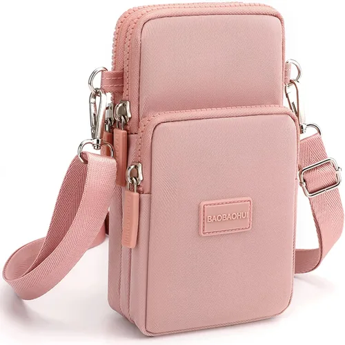 Vista 18 de YINHEXI Bolsos cruzados pequeños para mujer, a la moda, mini compartimento triple para teléfono celular, monederos cruzados Negro