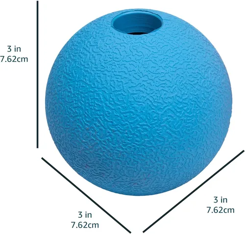Vista 6 de Amazon Basics Juguetes para Perros, Pelotas de Goma Interactivas para Buscar, (Paquete de 2), 3 Pulgadas, Azul, Naranja