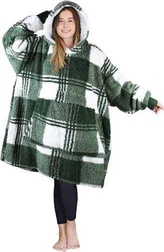 Vista 40 de Tirrinia - Sudadera con capucha de gran tamaño, manta de sherpa cómoda, reversible, gigante, para adultos, hombres, mujeres, adolescentes, esposa