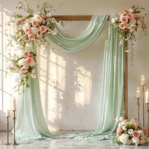 Vista 31 de Cortinas de telón de fondo transparentes para arco de boda de 28 pulgadas x 19 pies Negro