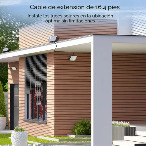 Vista 5 de Adiding Luces Solares para Exteriores, Luces de Inundación LED de 2800LM con Cable de 5 m, Luces Solares con Sensor de Movimiento y Control Remoto