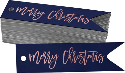 Vista 31 de Etiquetas colgantes con texto en inglés «Merry Christmas» para botellas de papel de aluminio, paquete de 50 unidades Aqua Blue