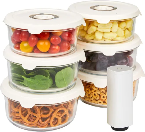 Vista 11 de HOLDN' STORAGE - Recipientes de almacenamiento de alimentos con sellado al vacío, juego de 4 Glass Containers, One Electronic Pump, Keep Food