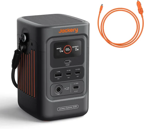 Vista 9 de Jackery Explorer - Banco de energía 240D, estación de energía portátil LiFePO4 de 80,000 mAh, salida de CC de 200 W, carga rápida de 1 hora