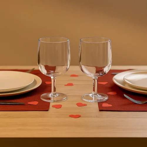 Vista 3 de KX-WARE Juego clásico de copas de vino de acrílico multiusos, vasos de vino de plástico con tallo de 12 onzas, juego de 8 transparentes