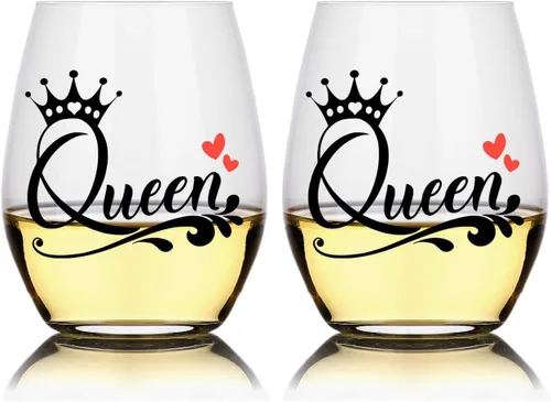 Vista 8 de Perfectinsoy Divertida copa de vino de reina, regalo único de reina para hermanas, mujeres, novia, ella, esposa, amiga, despedida de soltera