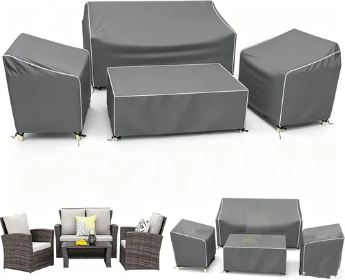 Vista 15 de STARTWO Outdoor Furniture Cover Waterproof, Patio Furniture Covers 4 Piece Set 600D Heavy Duty for Chairs, Couch, Table Coffee, Black