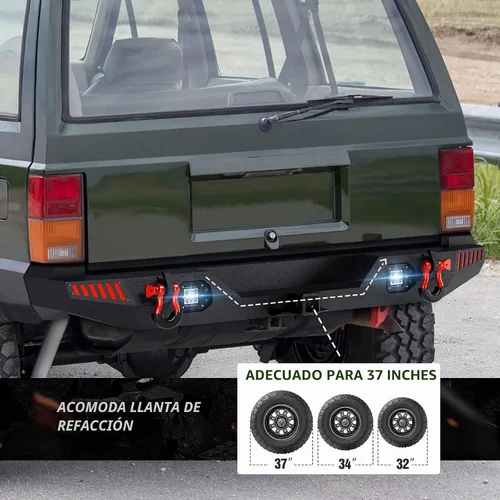 Vista 5 de Parachoques delanteros y traseros para Cherokee XJ compatibles con Cherokee XJ 1984-2001 (2/4 puertas) parachoques todoterreno con placa