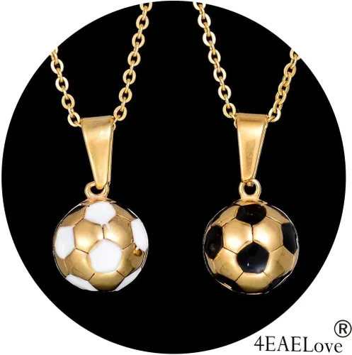 Vista 5 de Collar con colgante de fútbol 3D, collar con dije de pelota de baloncesto de fútbol, chapado en oro, joyería deportiva, regalo para fanáticos