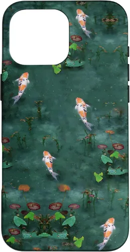 Vista 19 de Emerald Green Majestic Zen Water Garden Japanese Koi Fish Case for iPhone 17