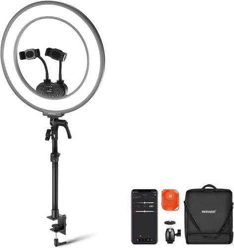 Vista 9 de NEEWER Luz de anillo de 18 pulgadas, 55 W regulable 5500K luz con 240 LED