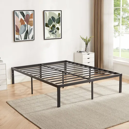 Vista 13 de VECELO - Base de cama metálica tamaño matrimonial de 14 pulgadas, moderna (juego de 2)
