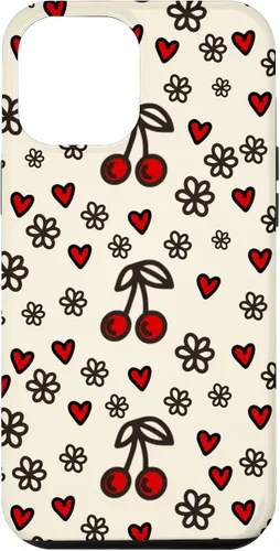 Vista 25 de Carcasa para iPhone 16 con diseño de cerezas, cerezas, diseño de corazón de San Valentín, color rojo