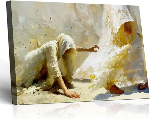Vista 11 de Cuadro enmarcado de cruz de Jesús en lona para pared, arte impreso en blanco y negro, pintura cristiana, póster inspiradora, Jesús católico