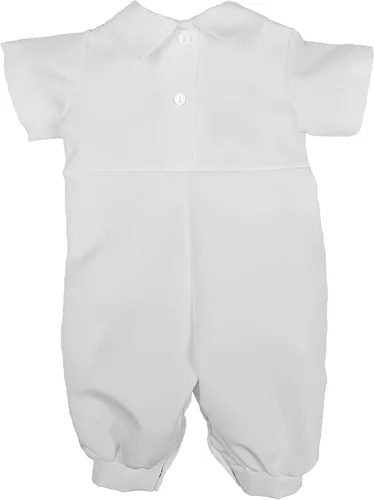 Vista 2 de Enterizo de manga corta con cuello blanco para bebé niño con alfiler