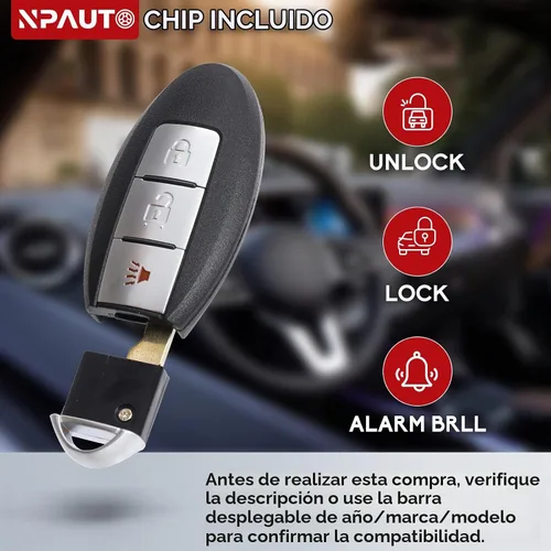 Vista 2 de NPAUTO Llavero de Repuesto Compatible con Nissan Rogue Pathfinder Versa 2007 2008 2009 2010 2011 2012, Control Remoto de Entrada sin Llave, Llaves