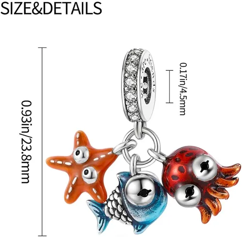 Vista 2 de TINSLO Charms Beads fits for Charms Bracelets for Woman 925 sterling silver suspension pendants and CZ stones, women DIY jewelry