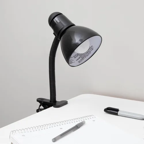 Vista 6 de V - Lámpara de escritorio ajustable color negro claro con clip de abrazadera resistente, lámpara de cuello de cisne flexible, luz de cama, lámpara