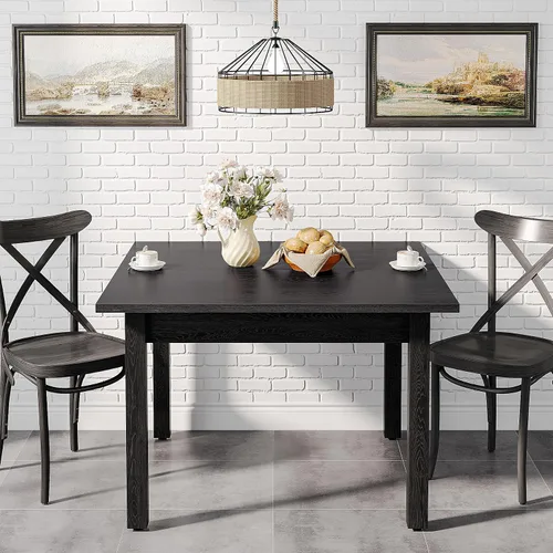 Vista 2 de Tribesigns Mesa de comedor de madera, mesa de cocina moderna para comedor, sala de estar, 2-4 personas, mesa de comedor cuadrada con patas