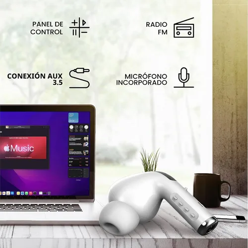 Vista 6 de Coby Altavoz Bluetooth portátil, altavoz inalámbrico en forma de auricular con graves profundos, radio FM, micrófono integrado, tarjeta TF y soporte