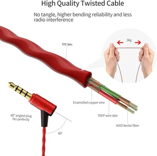 Vista 4 de SoundMAGIC E80C Auriculares con cable con micrófono HiFi Stereo Audiófilo Auriculares de aislamiento de ruido en el oído Auriculares Ajuste cómodo