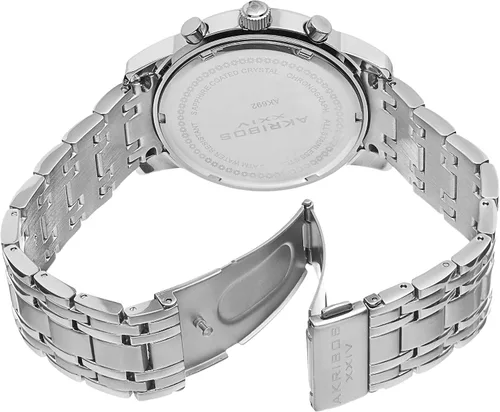 Vista 4 de Akribos XXIV AK692 - Reloj cronógrafo suizo para hombre, 3 subesferas segundo, temporizador de minutos y fecha en pulsera de acero inoxidable