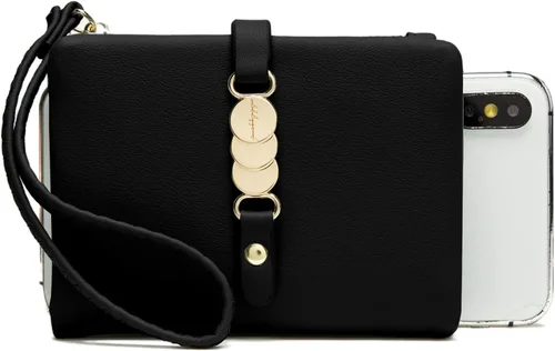 Vista 7 de AOXONEL Billeteras pequeñas para mujer Rfid Bifold, carteras para mujer para moneda, monedero de cambio con correa de muñeca