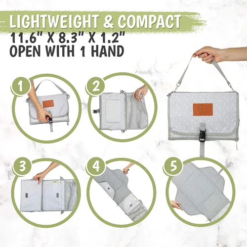 Vista 7 de KeaBabies Mochila para pañales y cambiador de pañales portátil, bolsas de viaje para bebés multifuncionales a prueba de agua, tapete cambiador