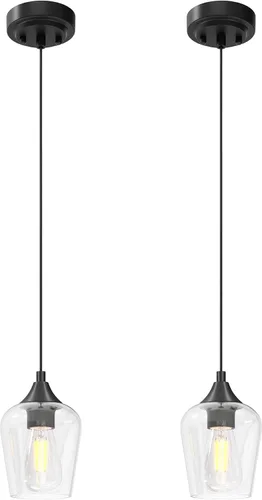 Vista 10 de VONLUCE Luces colgantes para isla de cocina, iluminación colgante de níquel cepillado para isla de cocina con cable colgante para dormitorio