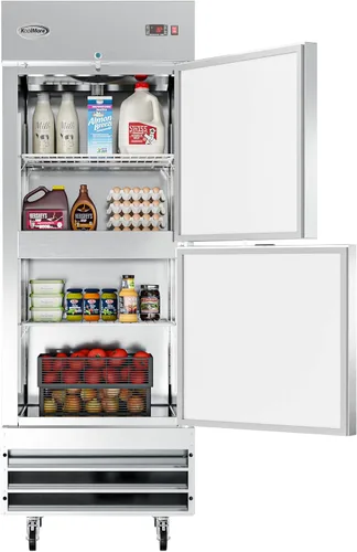 Vista 19 de KoolMore RIR-1D-SS12C Refrigerador comercial de acero inoxidable de entrada con una puerta de acceso para restaurante, café y almacenamiento
