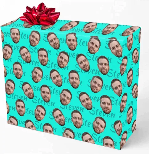 Vista 29 de M YESCUSTOM Papel de regalo con fotos personalizadas, papel de regalo para el Día de la Madre, Día del Padre, cumpleaños, Navidad