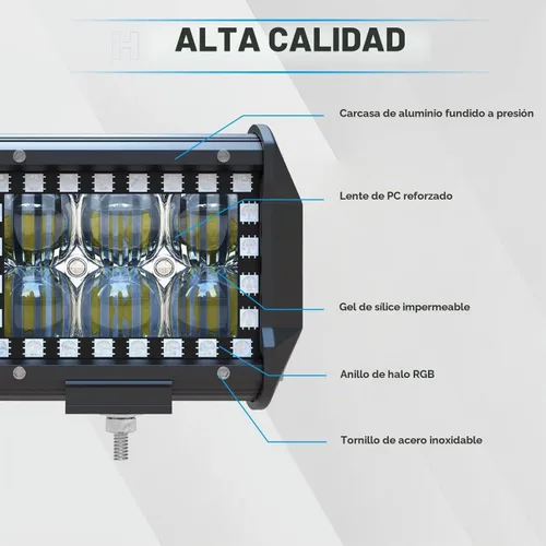 Vista 4 de ASLONG 4 piezas de 4" pulgadas LED Pods Barra de luz de trabajo todoterreno con halo RGB multicolor persiguiendo 16 colores sólidos más de 92 modos