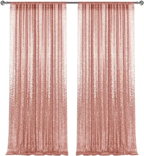 Vista 102 de 2 paneles de cortinas de fondo de lentejuelas verdes de 8 pies, cortinas de fondo de fotografía con purpurina para decoración de Navidad, boda