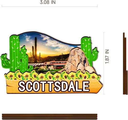 Vista 3 de Imán de madera 3D de USA Scottsdale para nevera, recuerdos coleccionables, decoración hecha a mano, artesanías 2