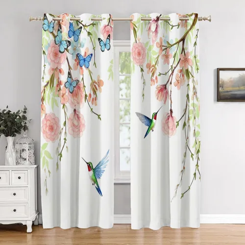Vista 17 de Cortinas geométricas de cocina para ventanas, color negro, blanco, turquesa, cenefas opacas de poliéster multicapa para cocina, paquete de 2