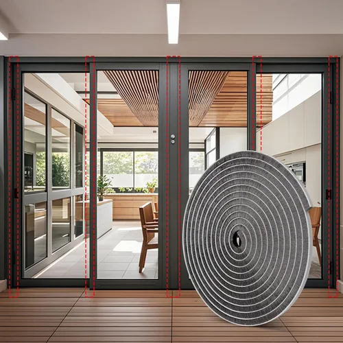 Vista 22 de Burlete autoadhesivo gris insonorizante de 33 pies para puertas y ventanas, 0.4 pulgadas de ancho x 0.2 pulgadas de grosor