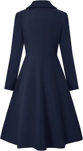 Vista 2 de CURLBIUTY - Abrigo largo de invierno, con doble botonadura, de lana para mujer