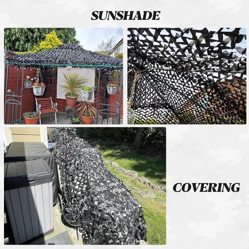 Vista 4 de FLYEGO Red de Camuflaje de Malla, Rollo a Granel de Redes de Camuflaje para Toldo, para Cazar, Ocultación, Protección Solar, Cobertura de Auto Negro