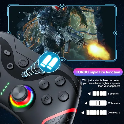 Vista 2 de Bidfoce Switch Controller for Nintendo SwitchSwitch LiteSwitch Oled, Switch Pro Controller with Programming Back Buttons Turbo Motion Vibration