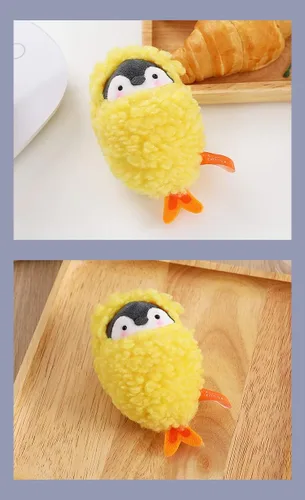 Vista 6 de BONICI Disfraz creativo de camarón frito y divertido para hombre y mujer, diseño de pingüino con colgante de bebé, llavero para regalo, bolso