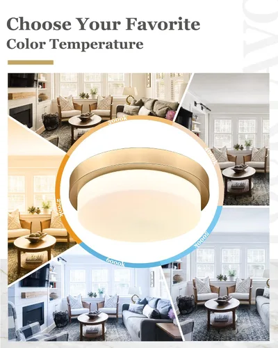 Vista 6 de Lámpara de techo de montaje empotrado dorada, 13 pulgadas, accesorios de iluminación de techo para dormitorio, pasillo, cocina
