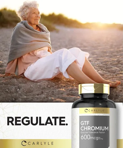 Vista 7 de Carlyle Suplemento de cromo GTF 600 mcg 250 cápsulas Factor de tolerancia a la glucosa Fórmula sin OMG y sin gluten