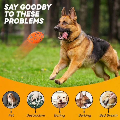 Vista 9 de FUSOTO Pelotas de 5.5 pulgadas para perros, juguetes de fútbol duraderos para perros masticadores agresivos, pelotas de rugby grandes, juguetes
