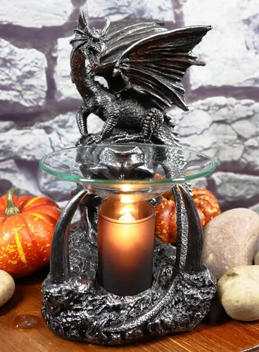 Vista 7 de Ebros - Osario gótico de dientes de sable, calavera, cementerio, dragón, quemador de aceite eléctrico o calentador de tartas, estatua decorativa