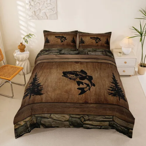 Vista 21 de Manfei Juego de funda de edredón de camuflaje de animales marinos, tamaño individual, juego de ropa de cama de camuflaje de tiburones y ballenas