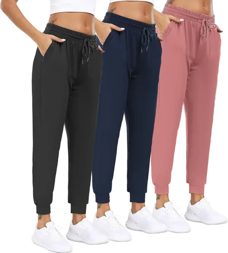 Vista 12 de Joggers para mujeres con bolsillos, pantalones deportivos para mujer para descanso, yoga, entrenamiento, correr, pantalones casuales, paquete de 3